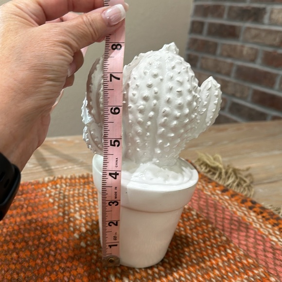 White Ceramic Cactus in Pot - Picture 6 of 7
